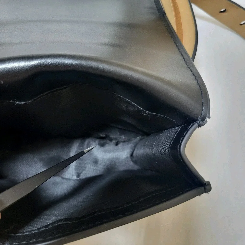Calvin Klein Wide Flap Embossed Monogram Belt Bag‎ Black - Interior Defect